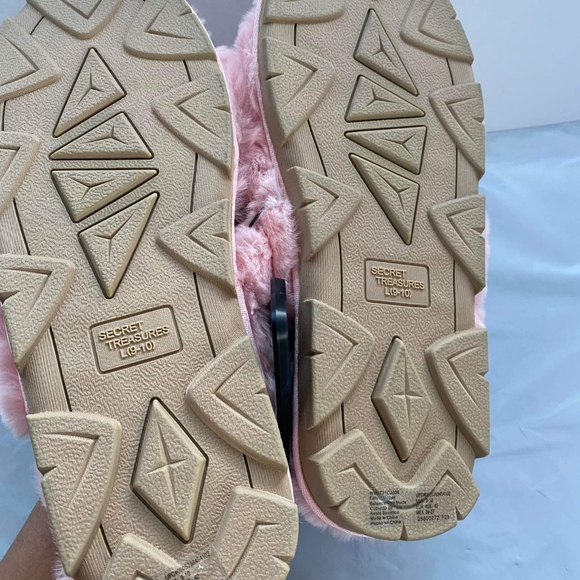 Secret Treasures Womens Faux Fur Pink Slip On Slide Slippers  Size Large 9-10 - Picture 5 of 5